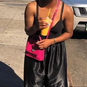 Hot pink trifold cross body